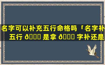 名字可以补充五行命格吗「名字补五行 🐘 是拿 🐘 字补还是三才补」